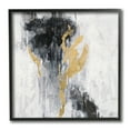 thumbnail image 1 of Stupell Industries Modern Rain Abstraction Black Gold Distressed Detail Black Framed, 12 x 12, Design by Silvia Vassileva, 1 of 5