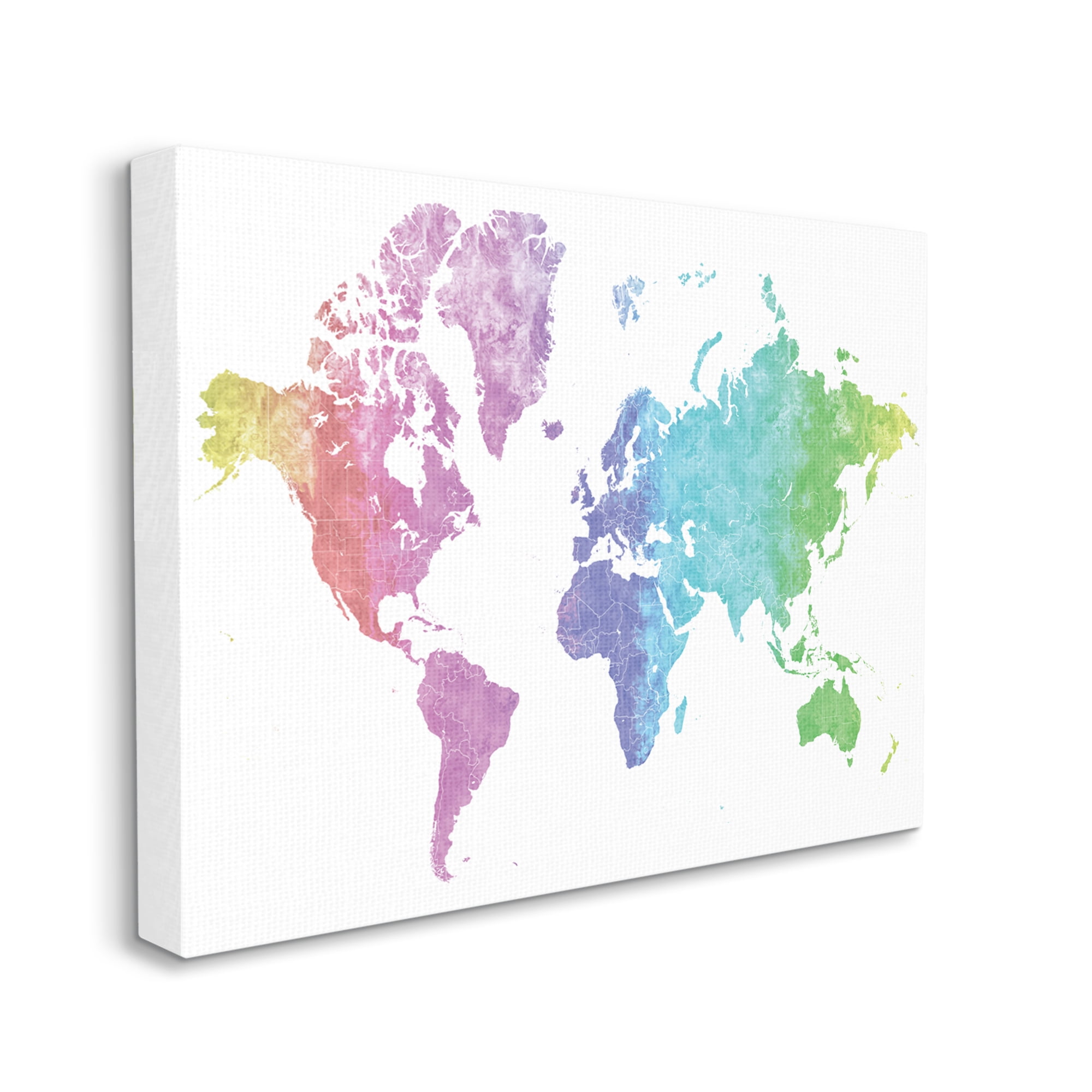Stupell Industries Modern Rainbow Map of the World Transitioning Tones, 24 x 30, Designed by BlursByAI