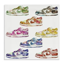Stupell Industries Modern Rainbow Sneakers Beauty & Fashion Painting Gallery Wrapped Canvas Art Print Wall Art, 17 x 17