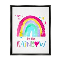 Stupell Industries Modern Rainbow Splash Inspirational Painting Black Floater Framed Art Print Wall Art, 17 x 21