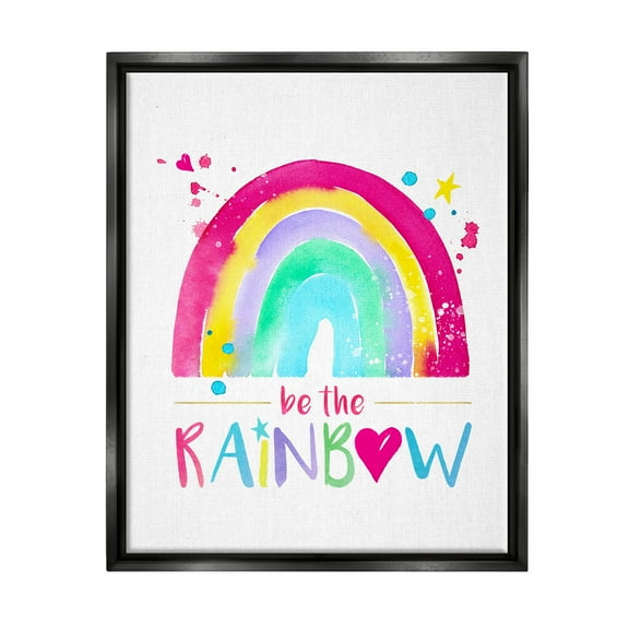 Stupell Industries Modern Rainbow Splash Inspirational Painting Black Floater Framed Art Print Wall Art, 17 x 21