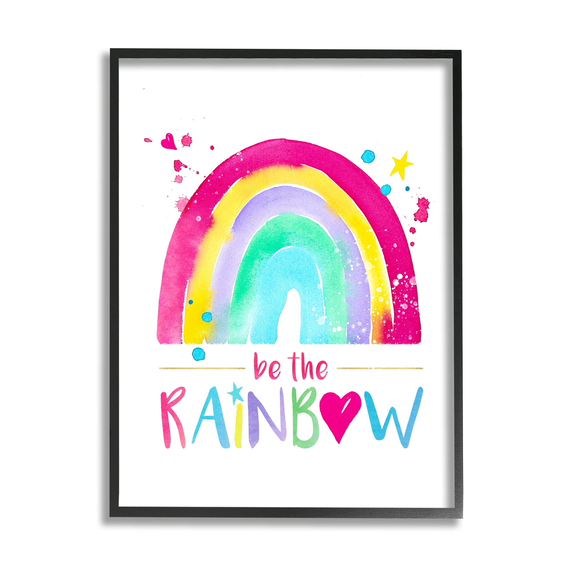 Stupell Industries Modern Rainbow Splash Inspirational Painting Black Framed Art Print Wall Art, 24 x 30