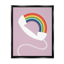 Stupell Industries Modern Rainbow Telephone Abstract Painting Black Floater Framed Canvas Art Print Wall Art, 17 x 21