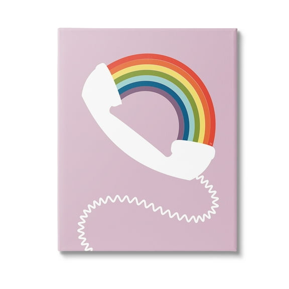 Stupell Industries Modern Rainbow Telephone Abstract Painting Gallery Wrapped Canvas Art Print Wall Art, 16 x 20