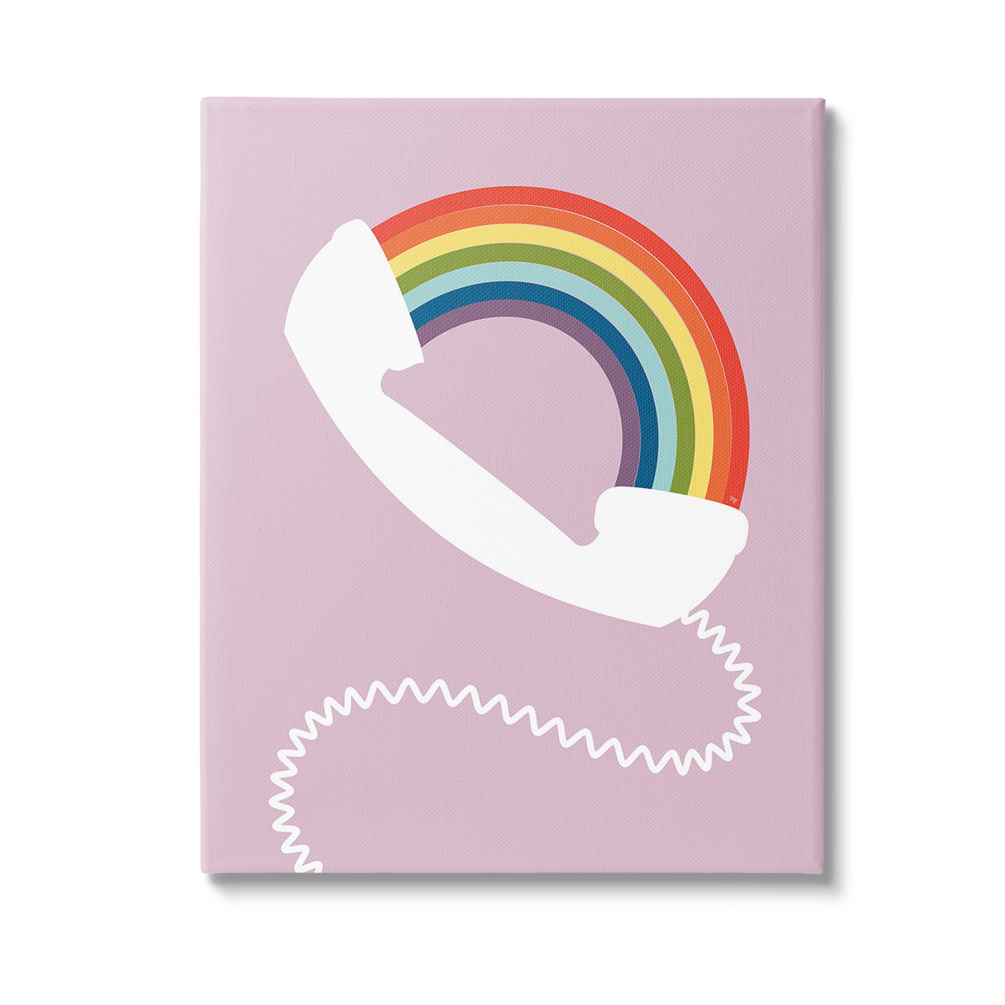 Stupell Industries Modern Rainbow Telephone Abstract Painting Gallery Wrapped Canvas Art Print Wall Art, 30 x 40