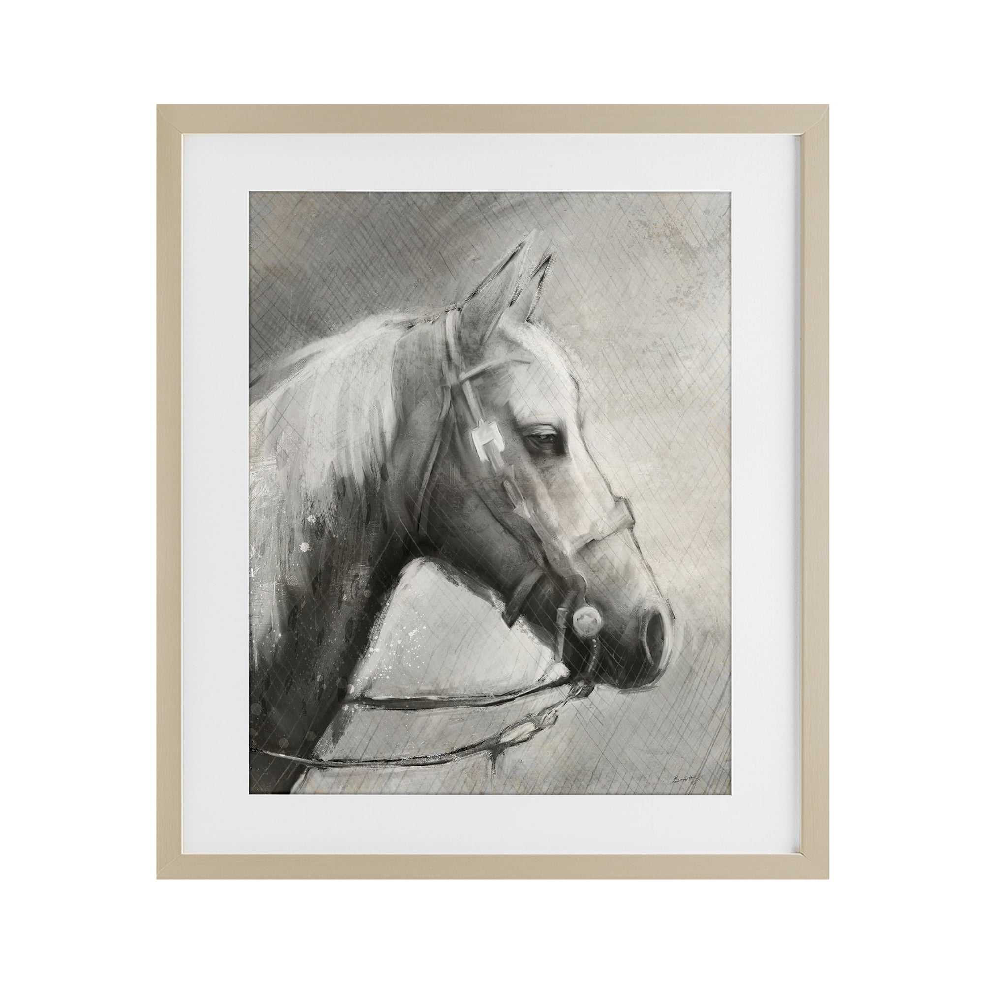 Stupell Industries Modern Ranch Horse Birch Framed Print Under Glass, design by Chad Barrett
