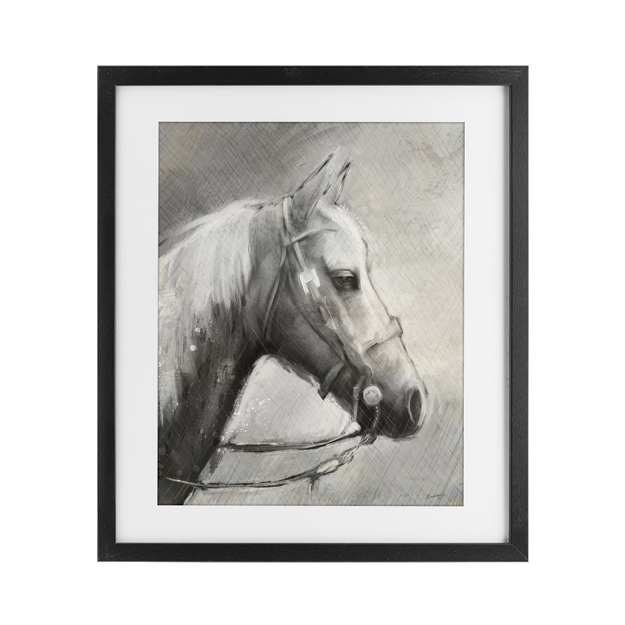 Stupell Industries Modern Ranch Horse Black Framed Print Under Glass, design by Chad Barrett