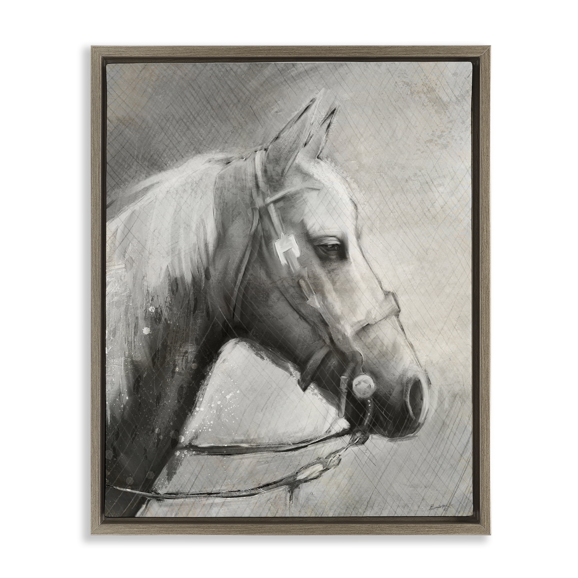 Stupell Industries Modern Ranch Horse Brown Framed Floater Canvas Wall Art, design by Chad Barrett