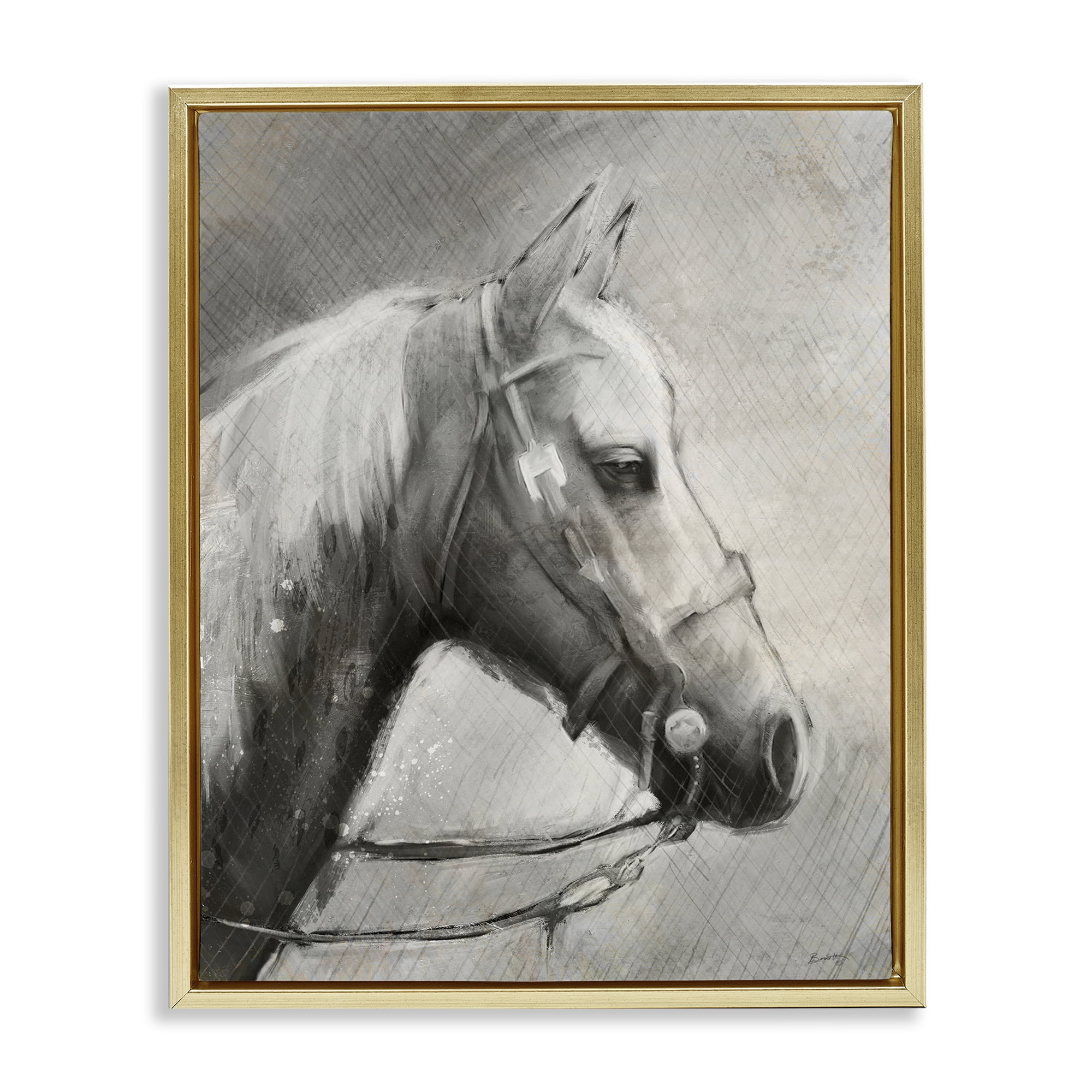 Stupell Industries Modern Ranch Horse Gold Framed Floater Canvas Wall Art, design by Chad Barrett