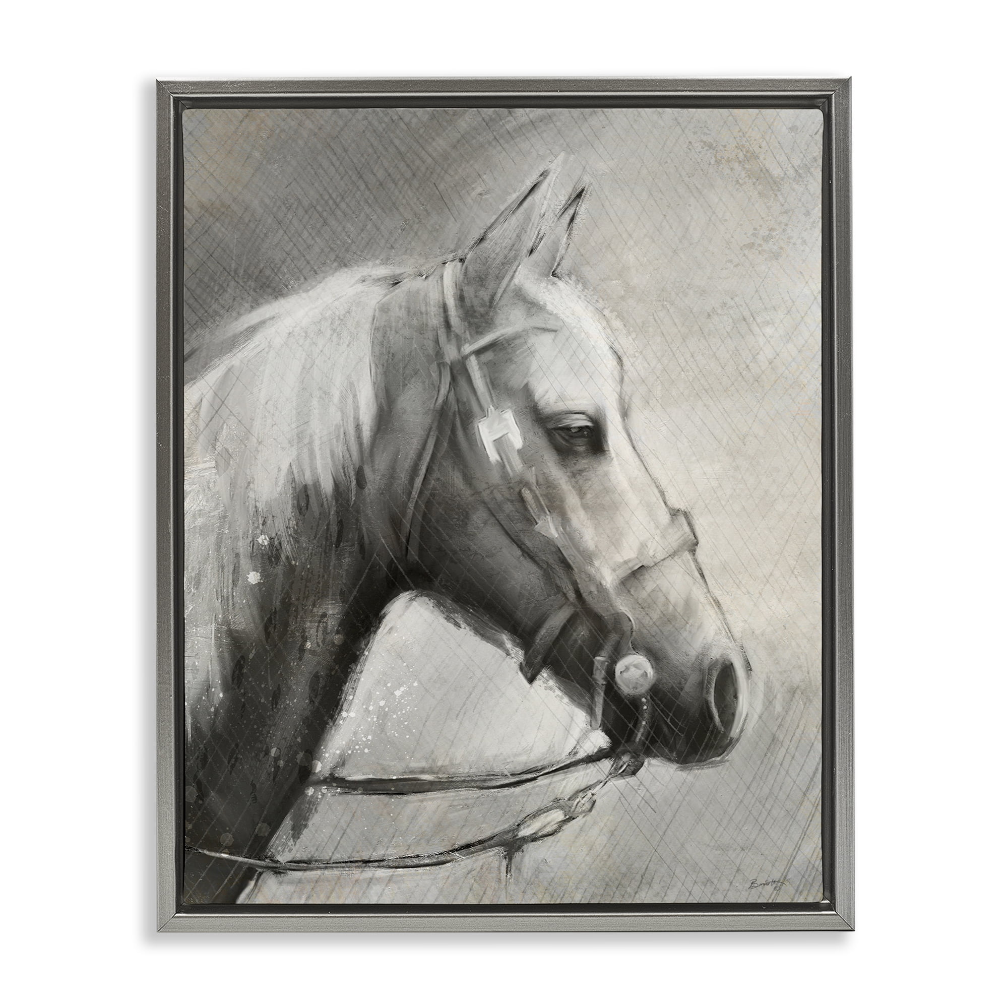 Stupell Industries Modern Ranch Horse Gray Framed Floater Canvas Wall Art, design by Chad Barrett