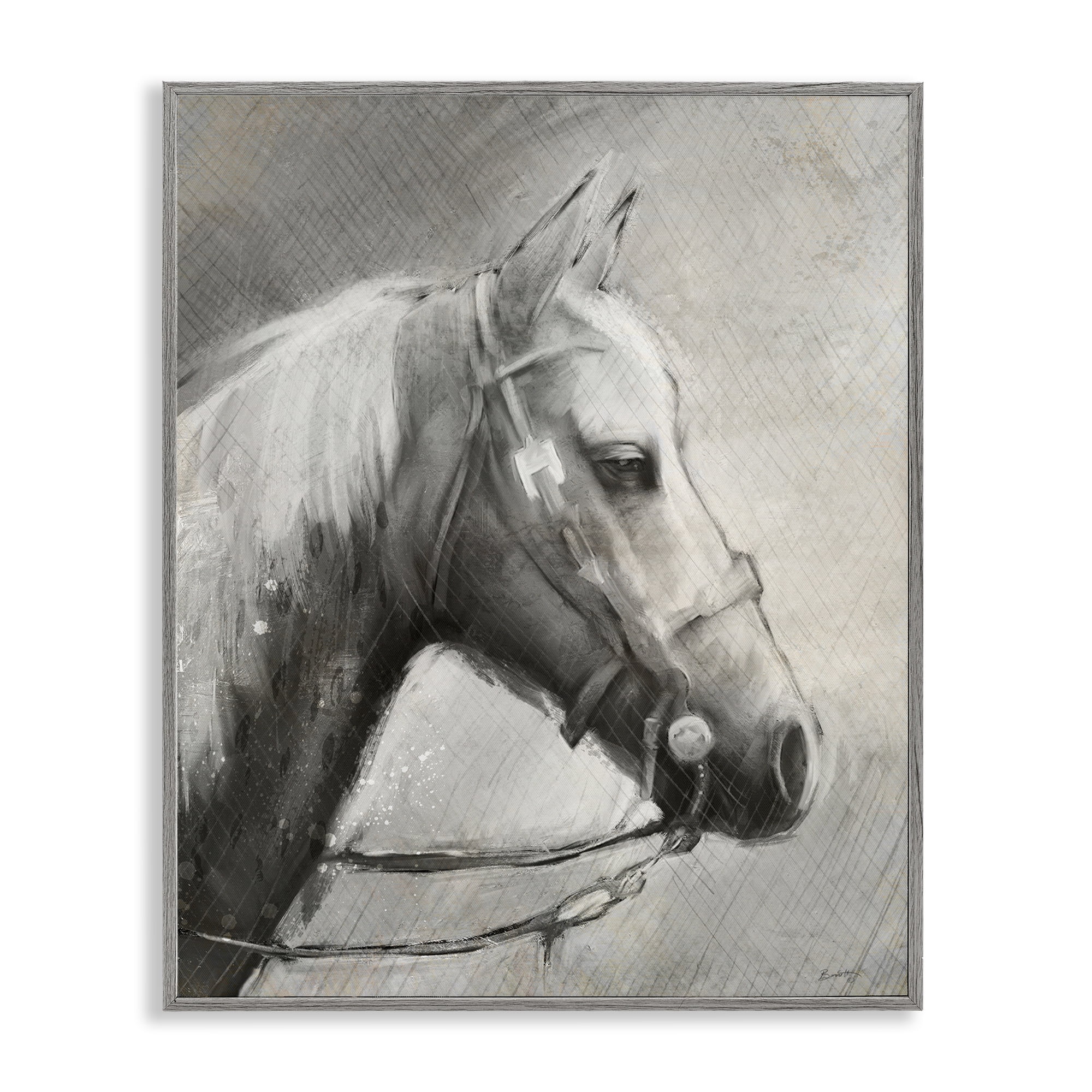 Stupell Industries Modern Ranch Horse Gray Framed Giclee Art, design by Chad Barrett