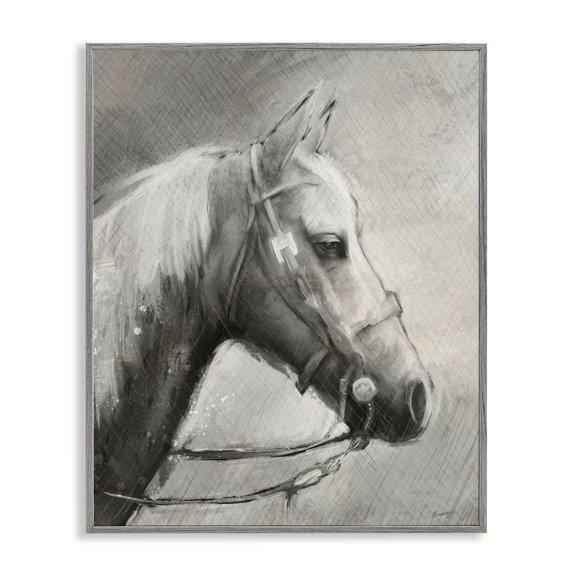 Stupell Industries Modern Ranch Horse Gray Framed Giclee Art, design by Chad Barrett