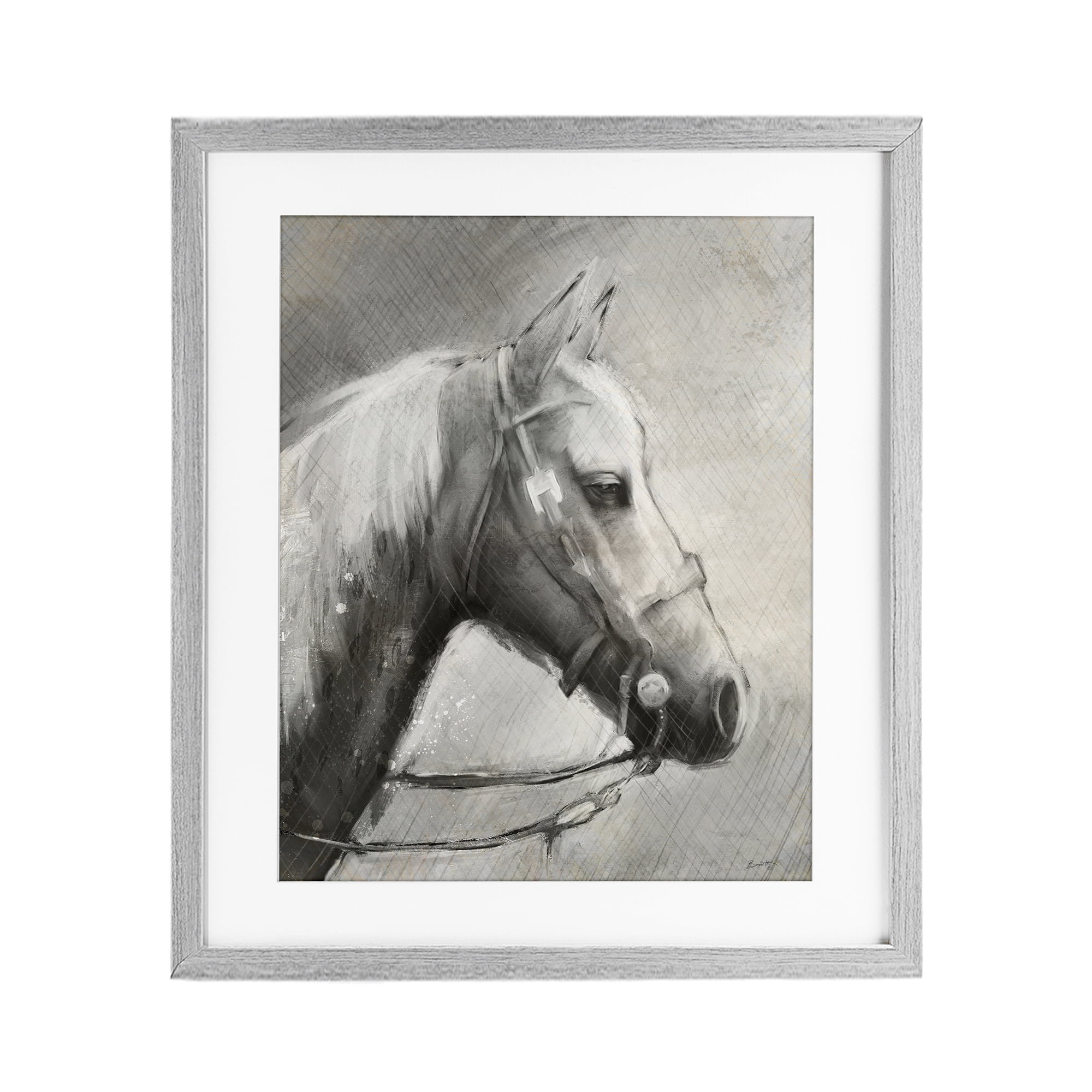 Stupell Industries Modern Ranch Horse Gray Framed Print Under Glass, design by Chad Barrett
