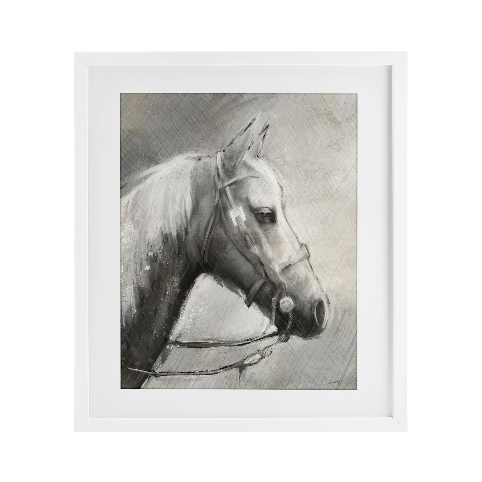 Stupell Industries Modern Ranch Horse White Framed Print Under Glass, design by Chad Barrett