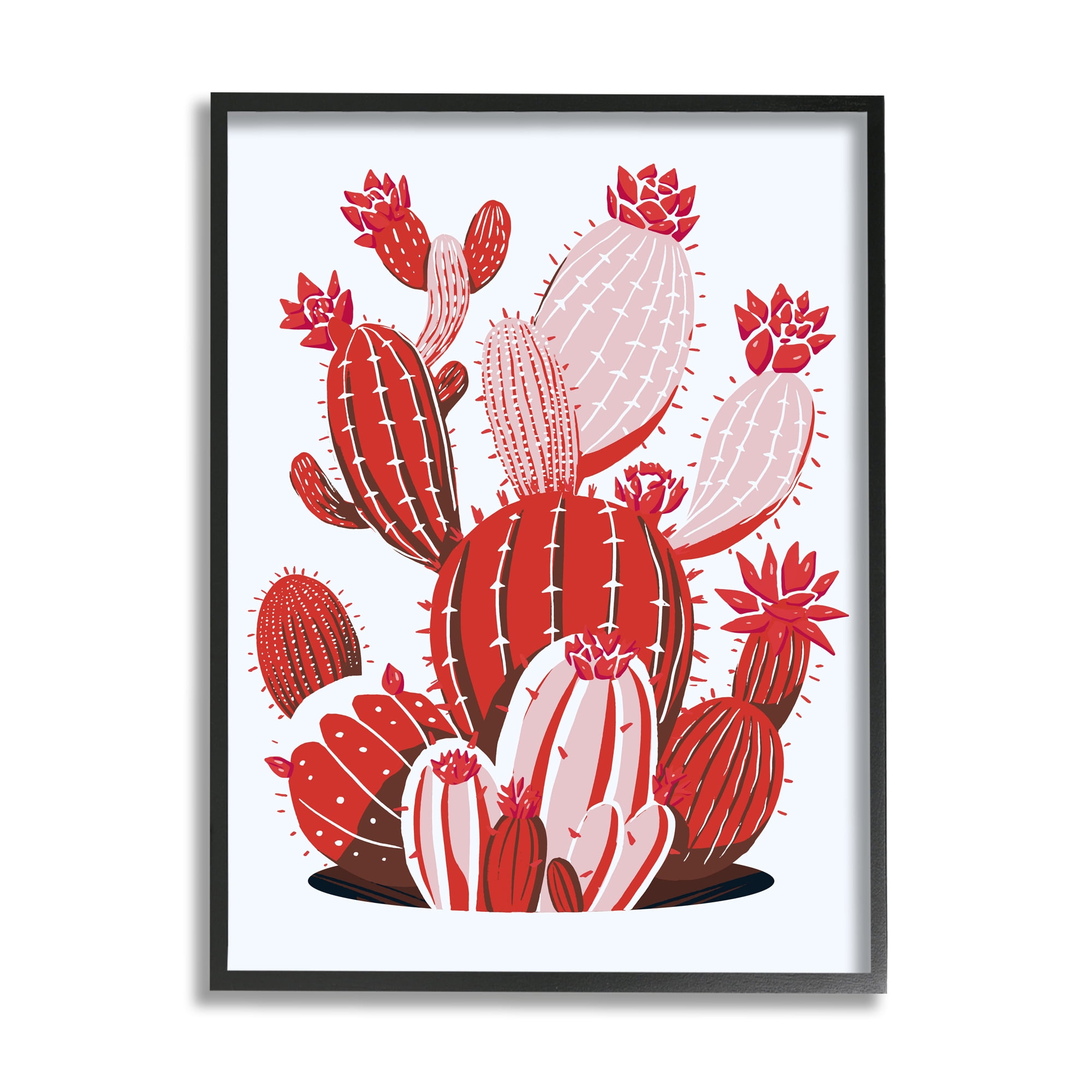Stupell Industries Modern Red Cacti Botanical & Floral Painting Black Framed Art Print Wall Art, 11 x 14