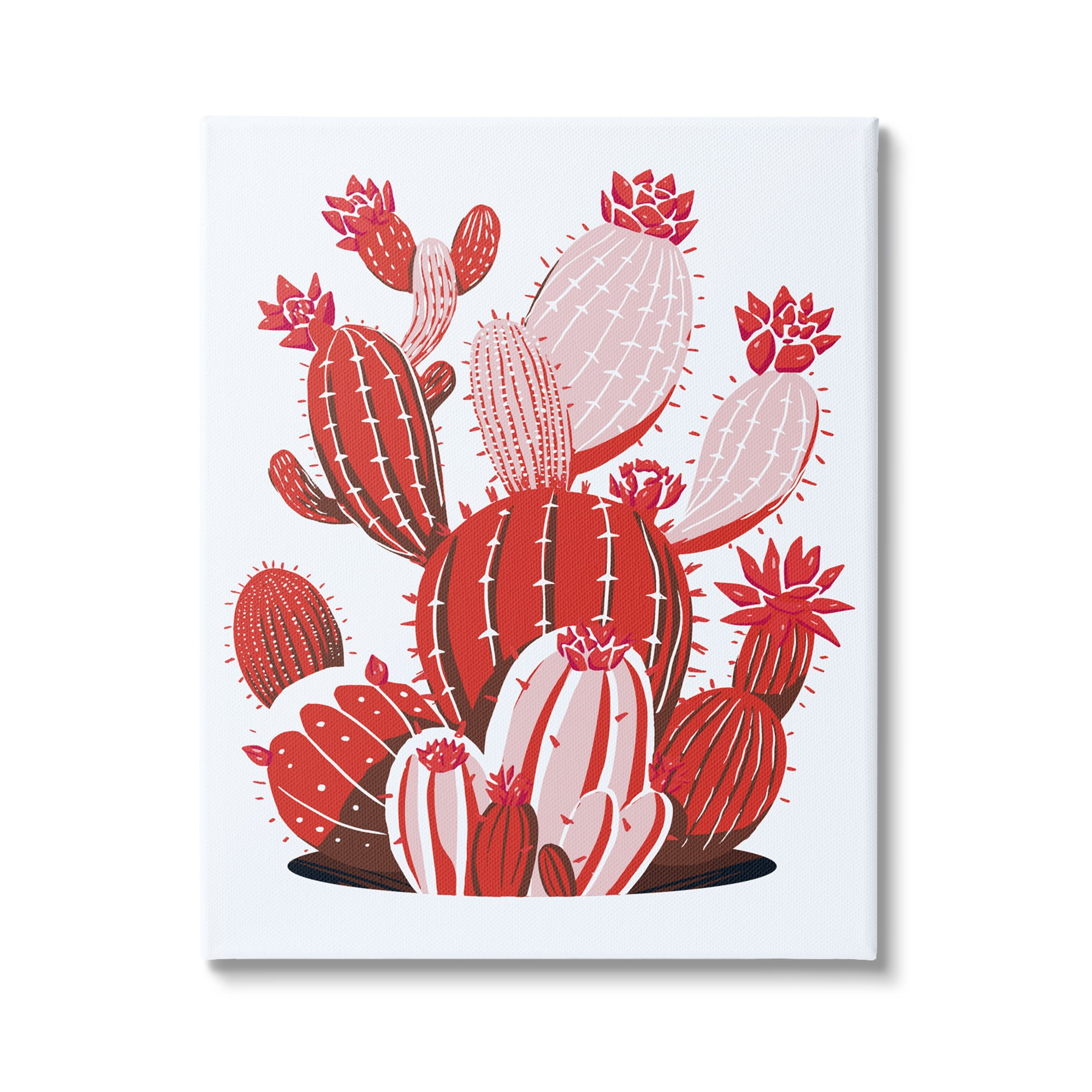 Stupell Industries Modern Red Cacti Botanical & Floral Painting Gallery Wrapped Canvas Print Wall Art, 16 x 20
