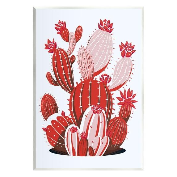 Stupell Industries Modern Red Cacti Botanical & Floral Painting Unframed Art Print Wall Art, 13 x 19
