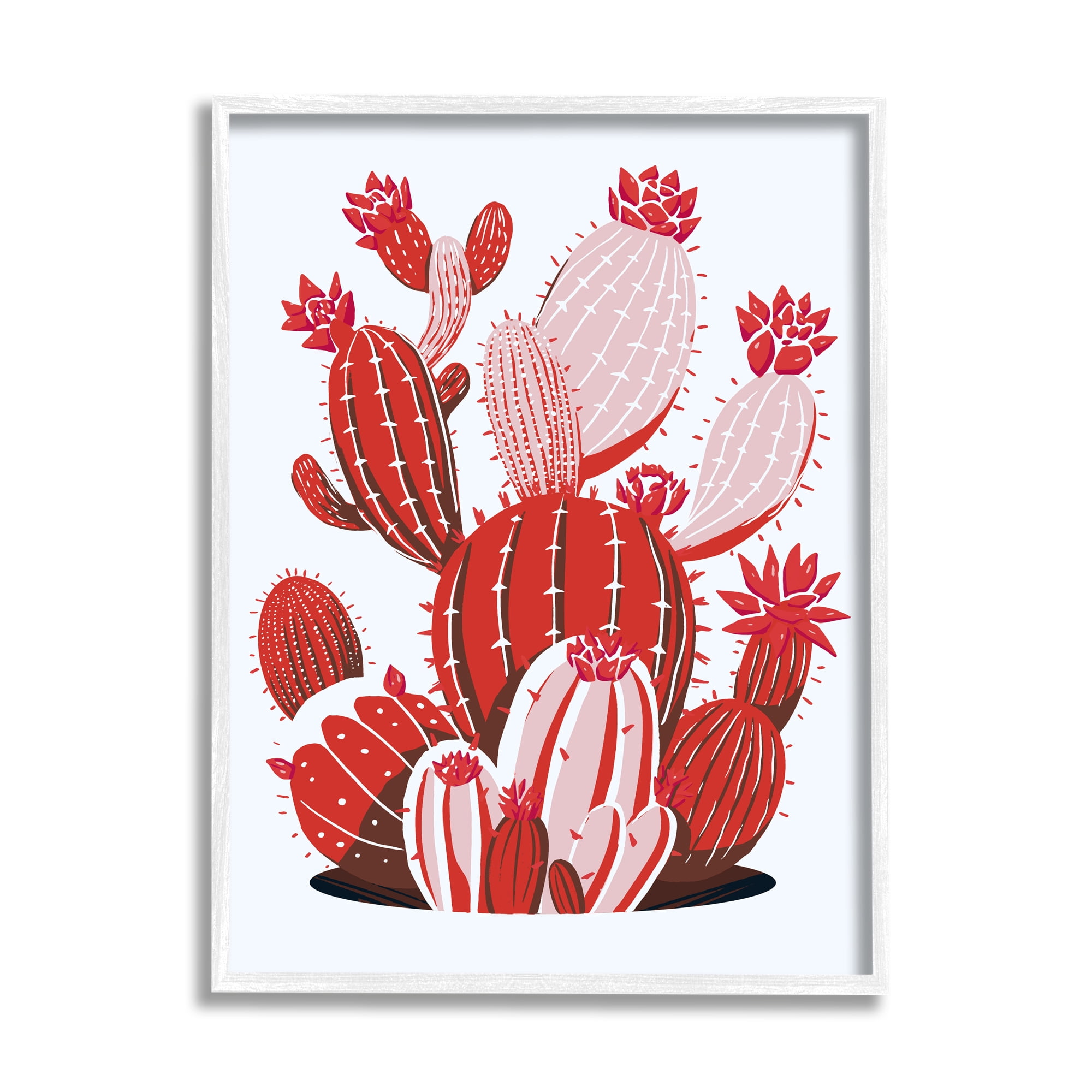 Stupell Industries Modern Red Cacti Botanical & Floral Painting White Framed Art Print Wall Art, 16 x 20