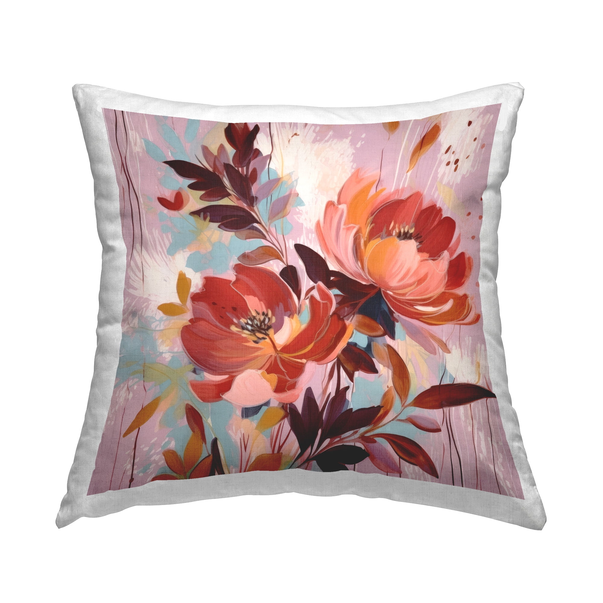 Stupell Industries Modern Red Flower Collage Decorative Printed Throw Pillow Design by Lazar Studio