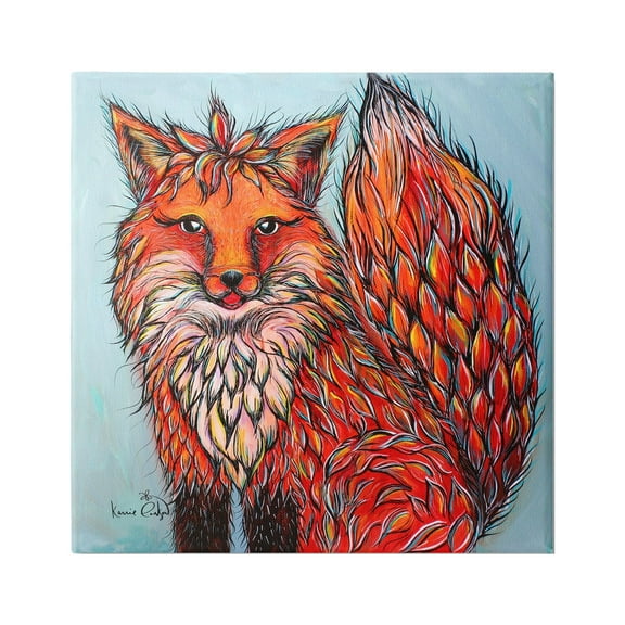 Stupell Industries Modern Red Fox Shaped Hair Tufts Vivid Wildlife Painting Gallery Wrapped Canvas Print Wall Art, Design by Karrie Evenson
