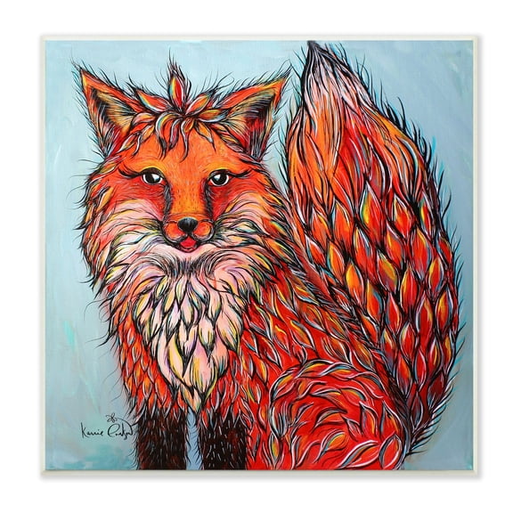 Stupell Industries Modern Red Fox Shaped Hair Tufts Vivid Wildlife Painting Unframed Art Print Wall Art, Design by Karrie Evenson