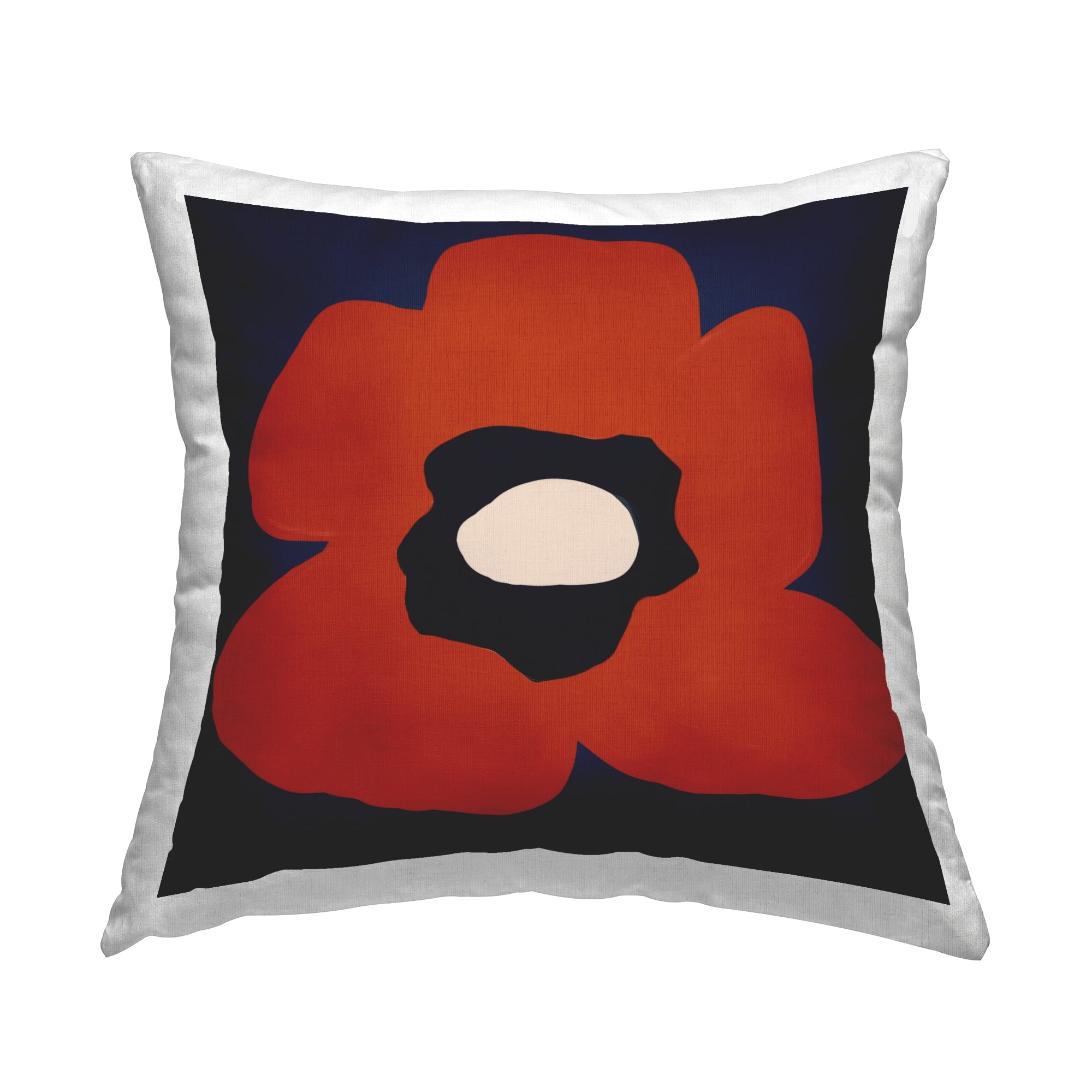 Stupell Industries Modern Red Poppy Flower Square Decorative Printed Throw Pillow, 18 x 18