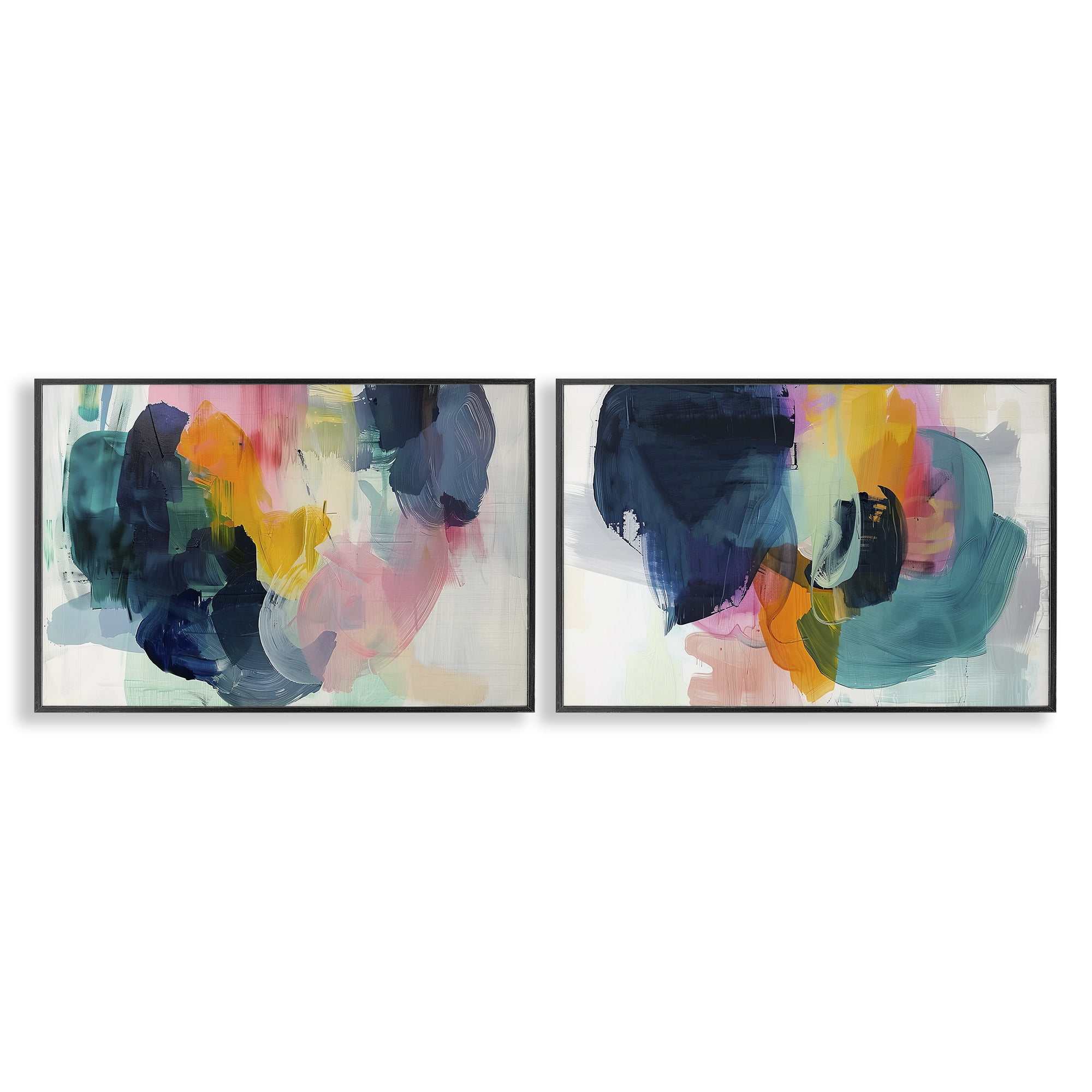 Stupell Industries Modern Restless Abstract Abstract Painting Black Framed Art Print Wall Art, 24 x 16, Set of 2