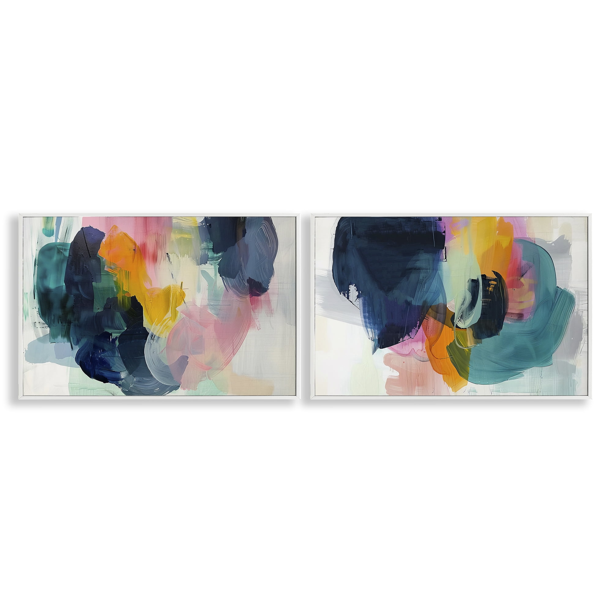 Stupell Industries Modern Restless Abstract Abstract Painting White Framed Art Print Wall Art, 30 x 20, Set of 2