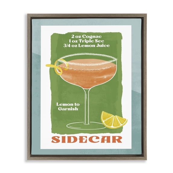 Stupell Industries Modern Retro Sidecar Recipe Brown Floating Frame Canvas Art, 25 x 31, by Deane Beesley