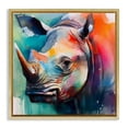 thumbnail image 1 of Stupell Industries Modern Rhino with Modern Hues Gold Floating Frame Canvas Art, 18 x 18, by Walker Noble, 1 of 8