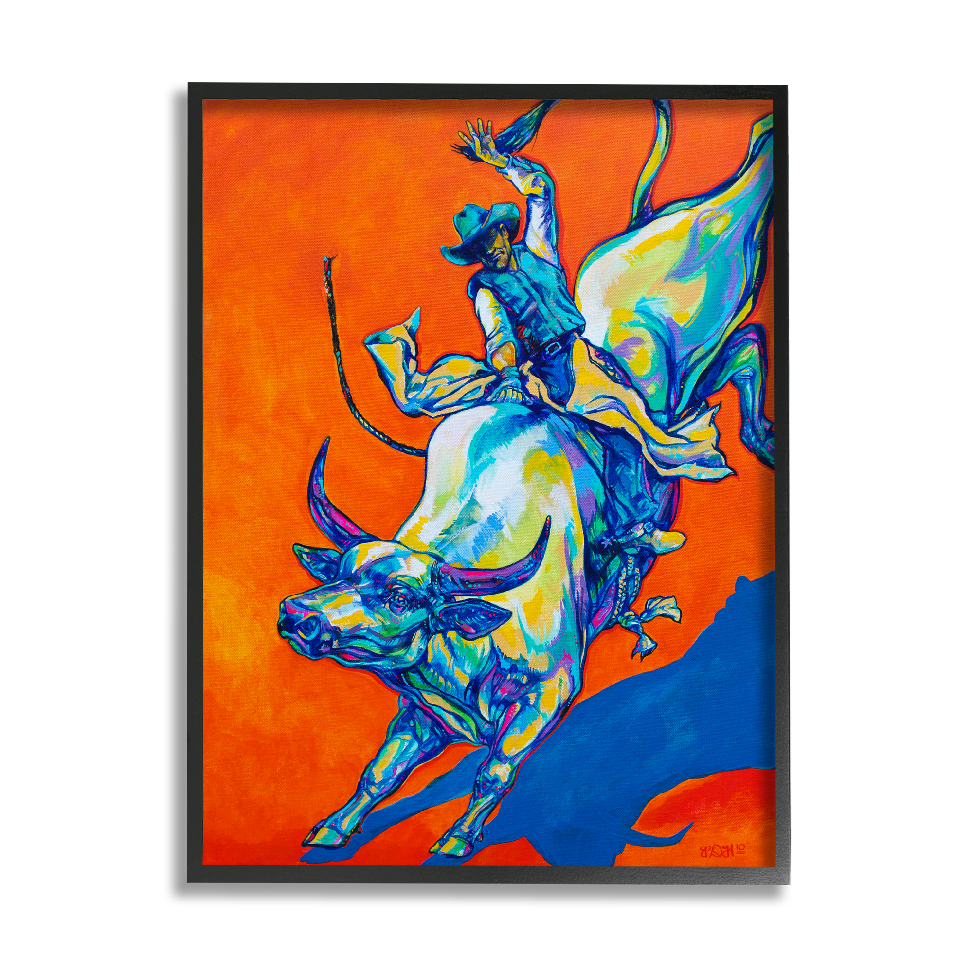Stupell Industries Modern Rodeo Painting Animals & Insects Painting Black Framed Art Print Wall Art, 11 x 14