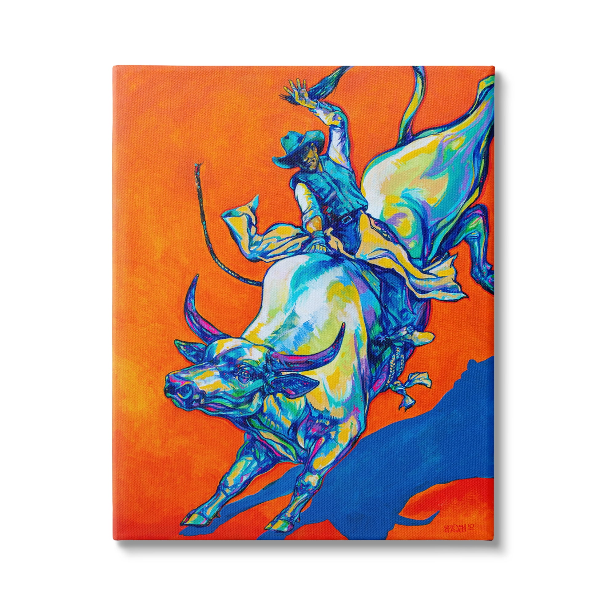 Stupell Industries Modern Rodeo Painting Animals & Insects Painting Gallery Wrapped Canvas Print Wall Art, 30 x 40