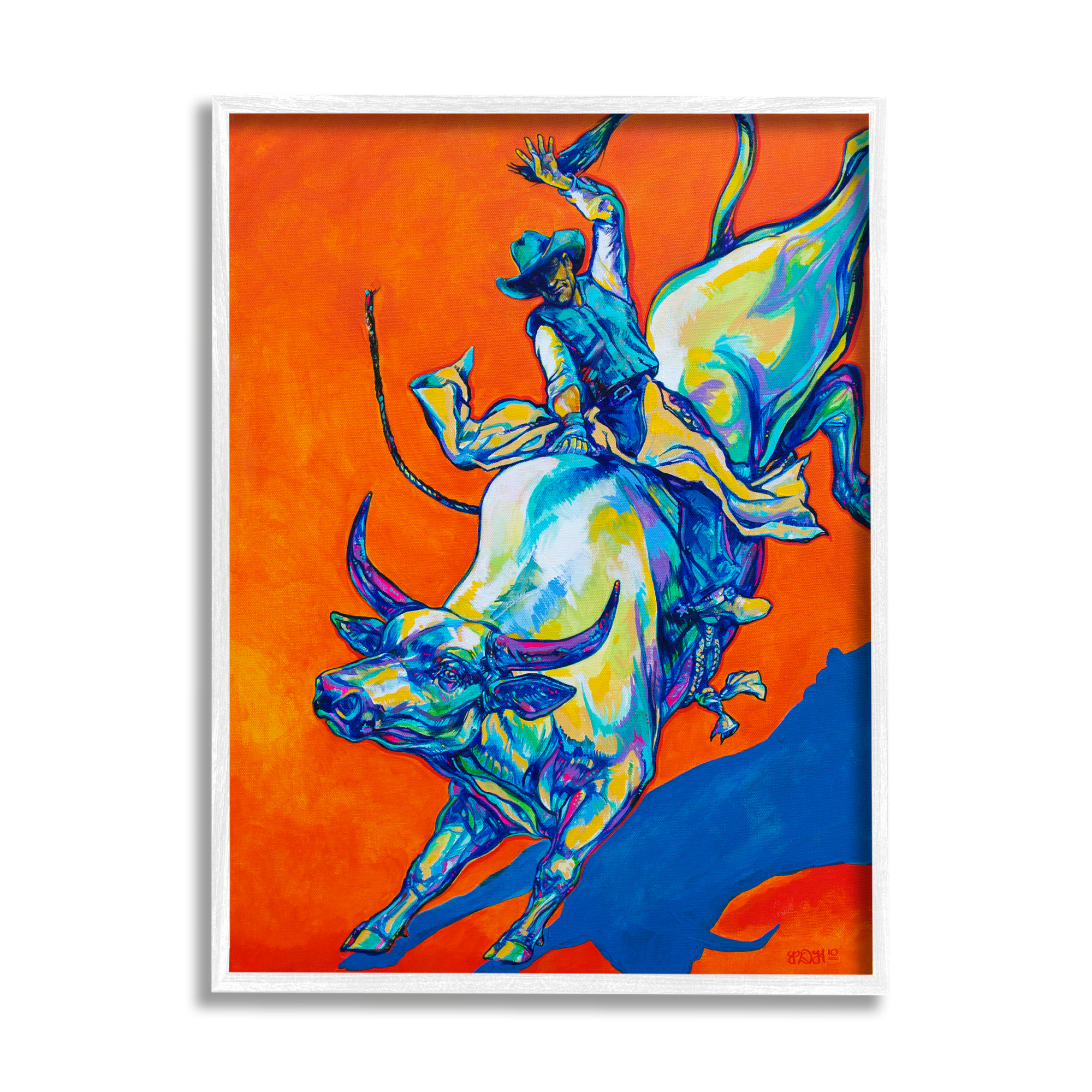 Stupell Industries Modern Rodeo Painting Animals & Insects Painting White Framed Art Print Wall Art, 24 x 30