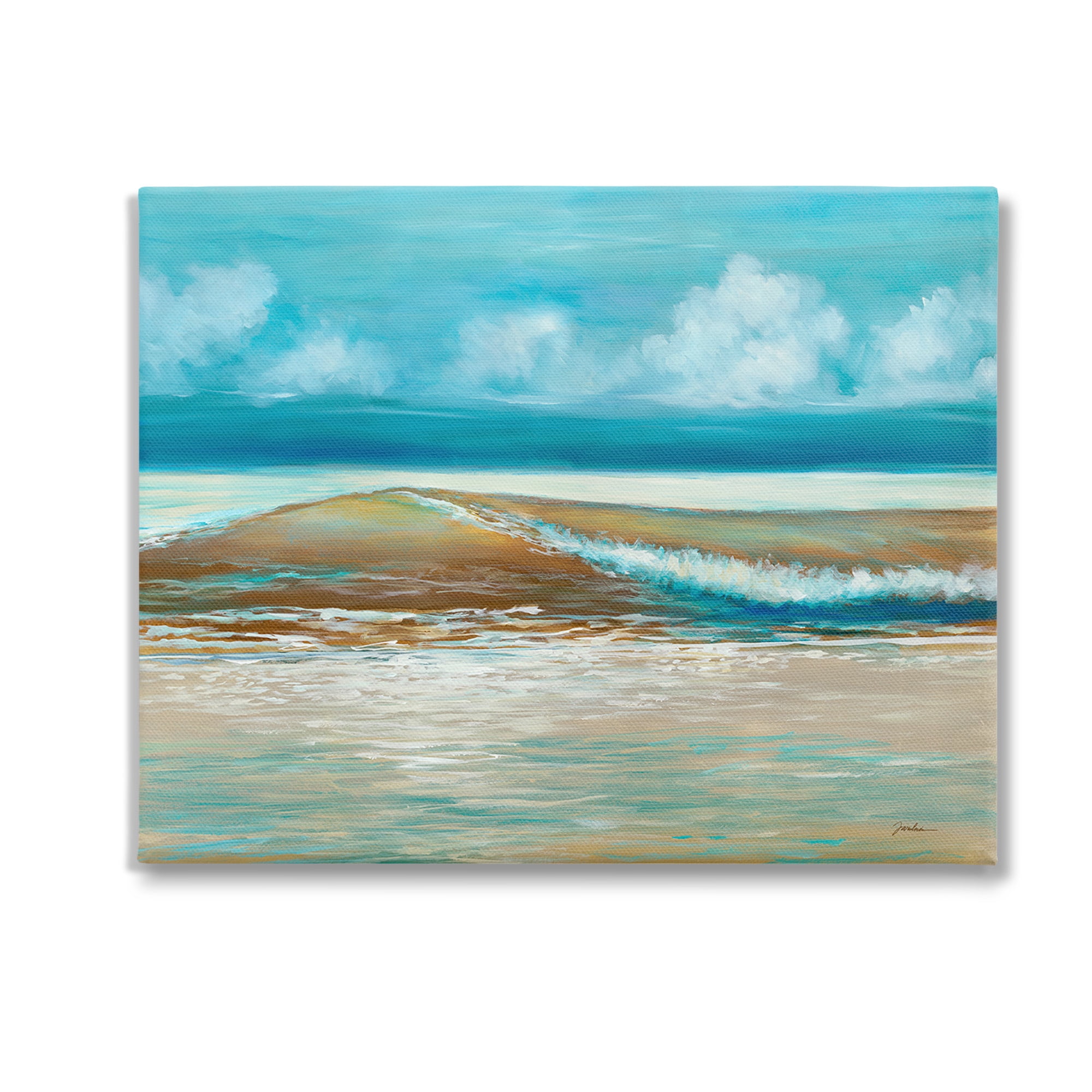 Stupell Industries Modern Rolling Sea Waves Landscape Painting Gallery Wrapped Canvas Art Print Wall Art, 20 x 16