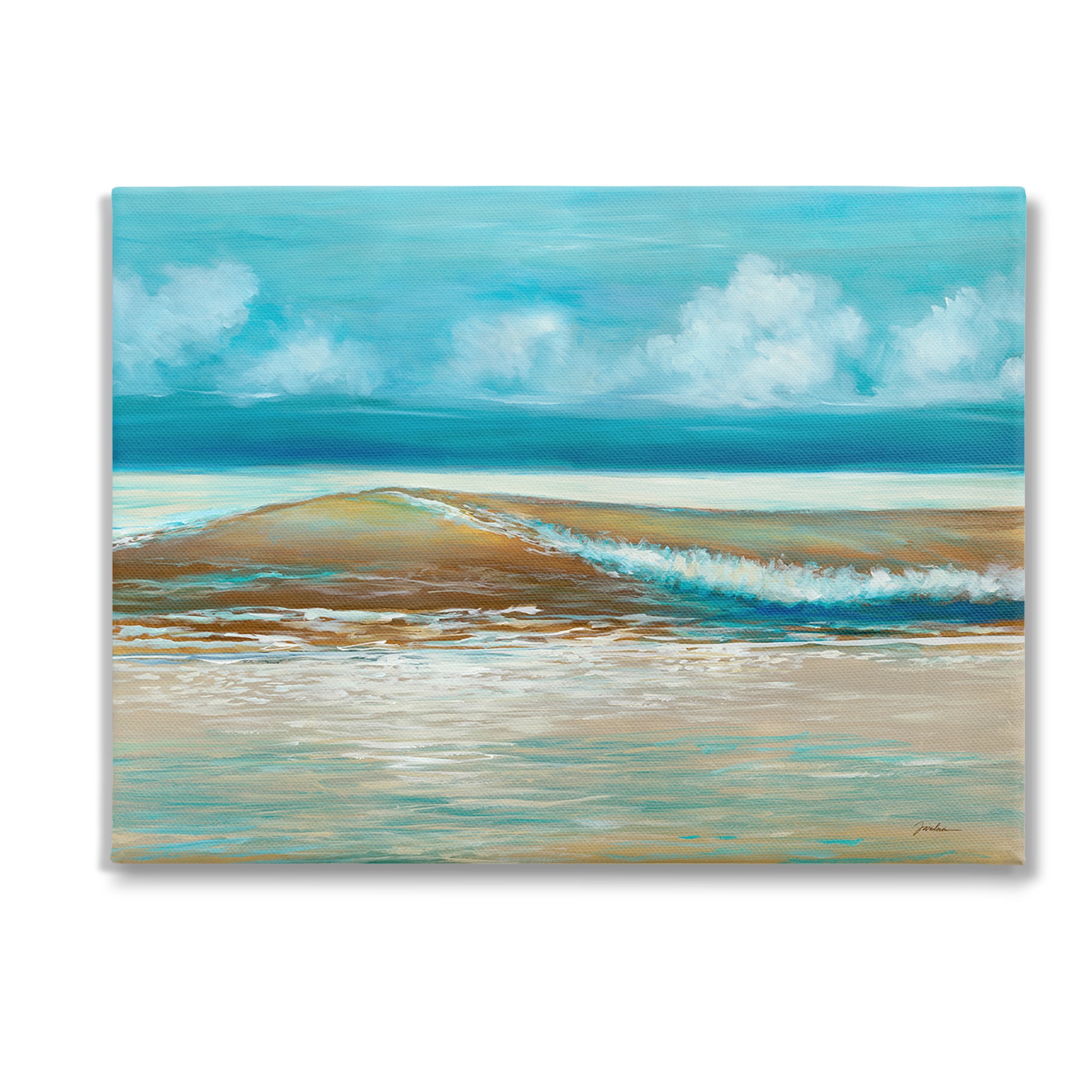 Stupell Industries Modern Rolling Sea Waves Landscape Painting Gallery Wrapped Canvas Art Print Wall Art, 40 x 30