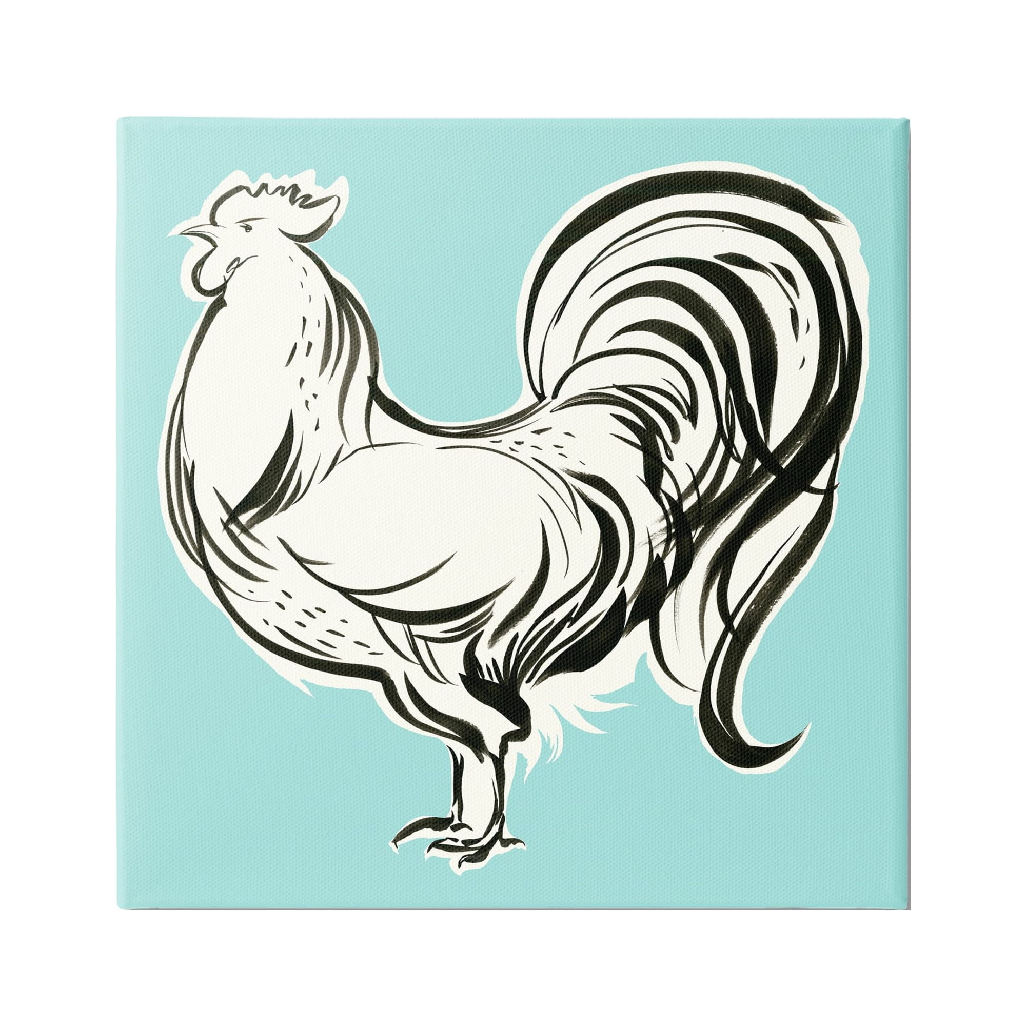 Stupell Industries Modern Rooster Drawing Animals & Insects Painting Gallery Wrapped Canvas Print Wall Art, 24 x 24