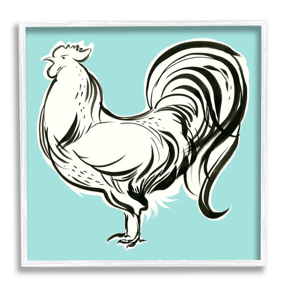 Stupell Industries Modern Rooster Drawing Animals & Insects Painting White Framed Art Print Wall Art, 12 x 12