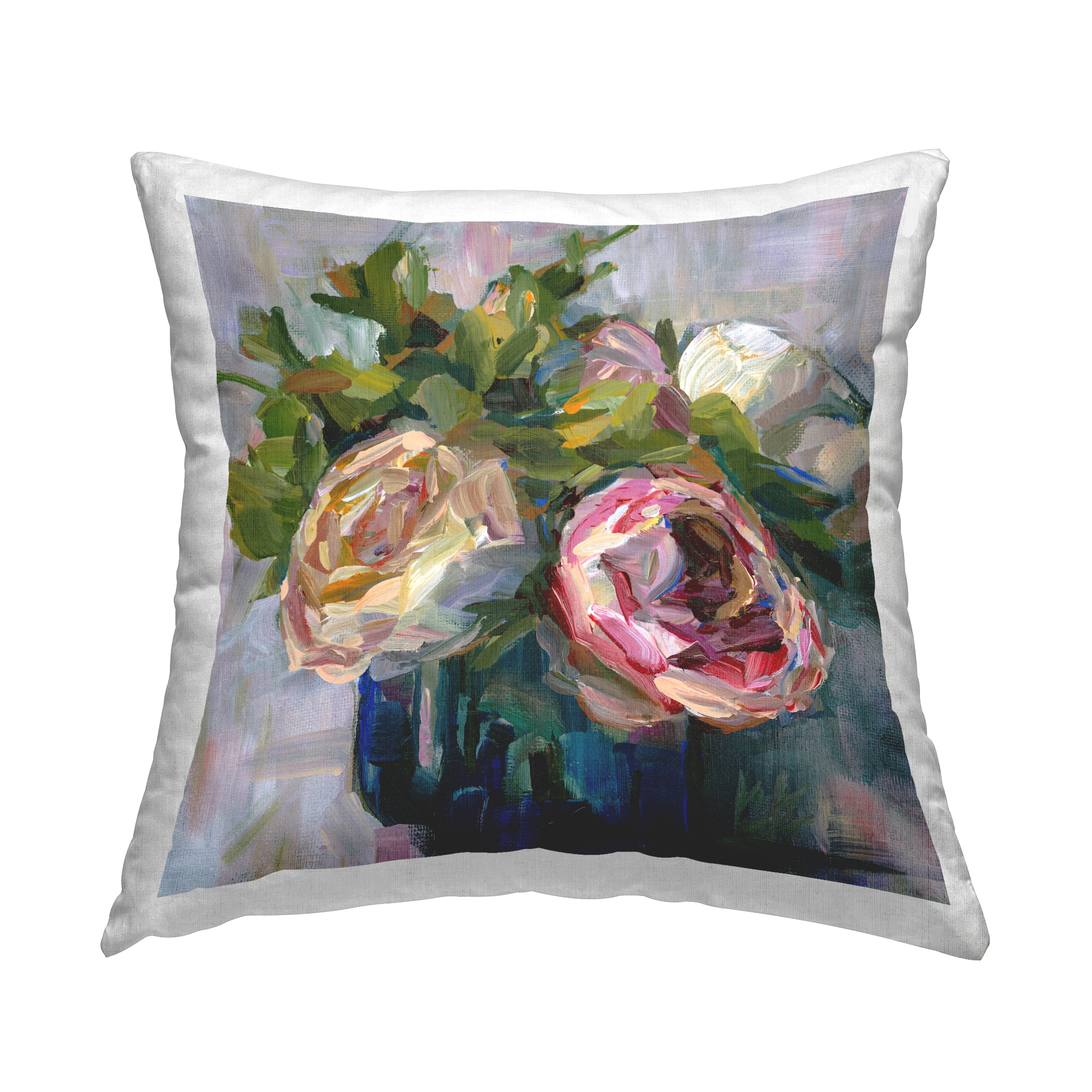 Stupell Industries Modern Rose Arrangement Square Decorative Printed Throw Pillow, 18 x 18
