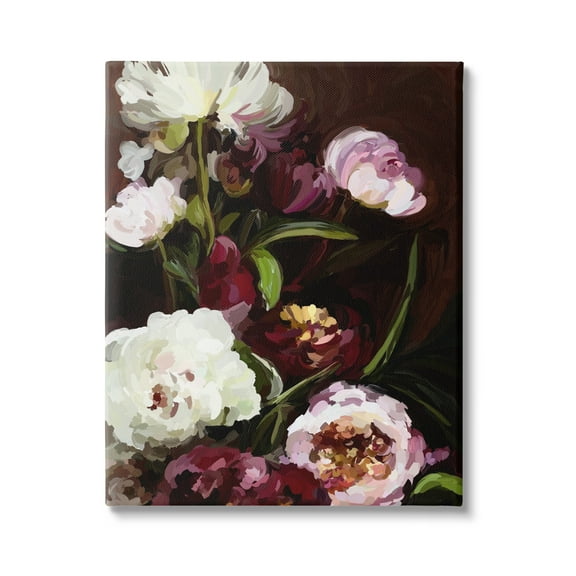Stupell Industries Modern Roses & Peonies Botanical & Floral Painting Gallery Wrapped Canvas Print Wall Art, 16 x 20