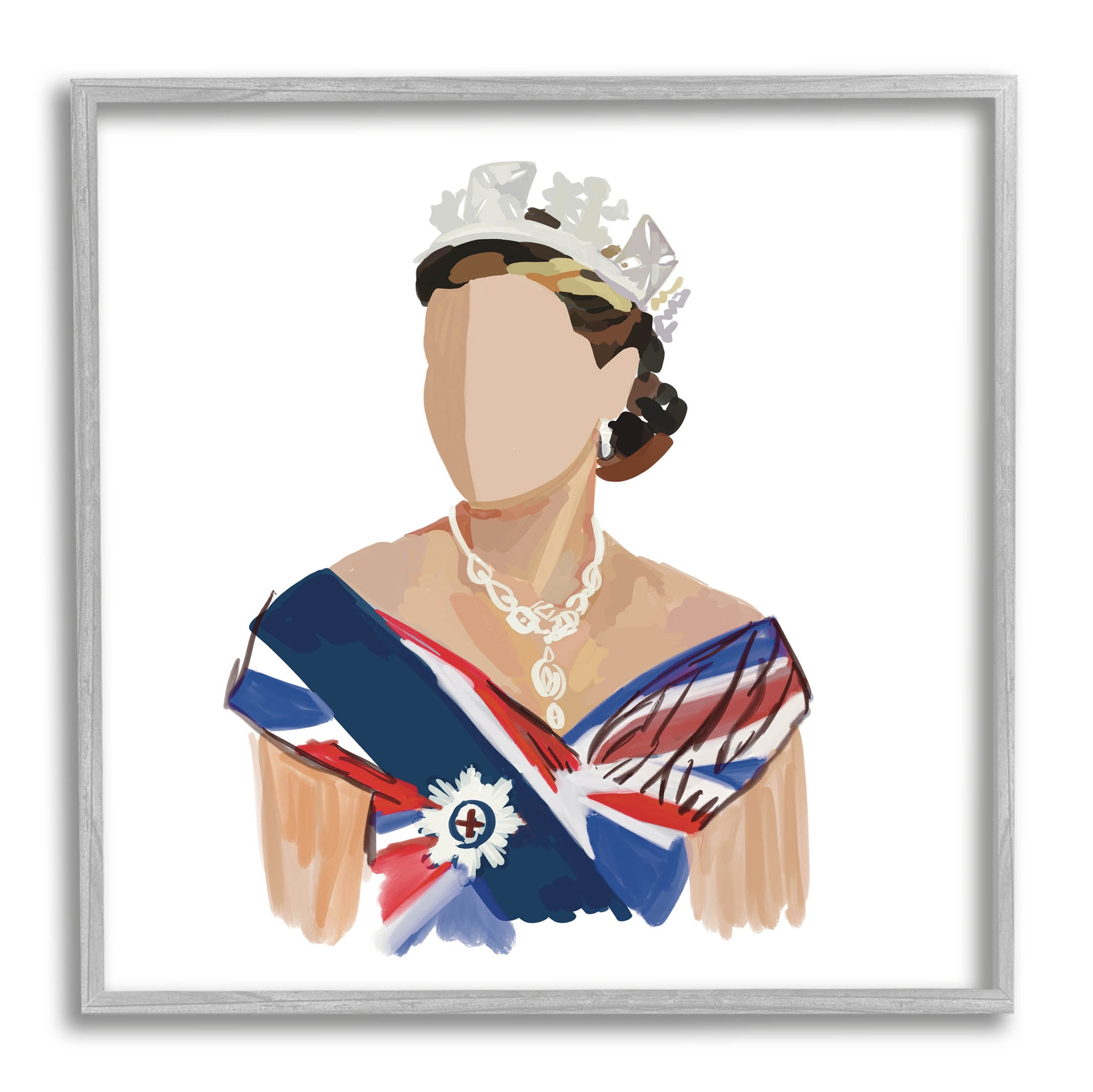 Stupell Industries Modern Royal Portrait Graphic Art Gray Framed Art Print Wall Art, Design by Amelia Noyes