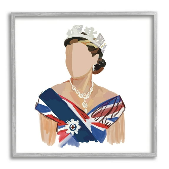 Stupell Industries Modern Royal Portrait Graphic Art Gray Framed Art Print Wall Art, Design by Amelia Noyes