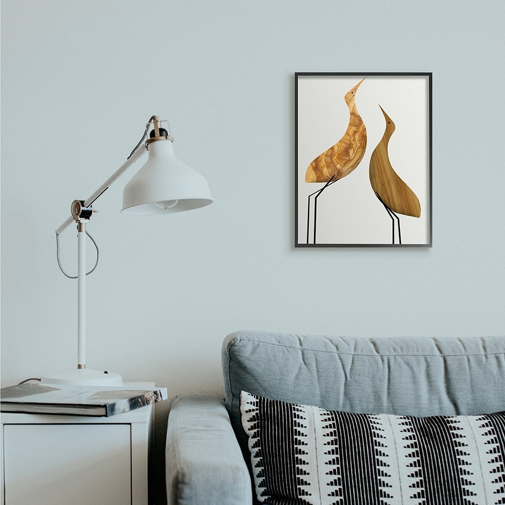 Stupell Industries Modern Rustic Tree Patterned Birds Minimal Abstract Black Framed by Daphne Polselli