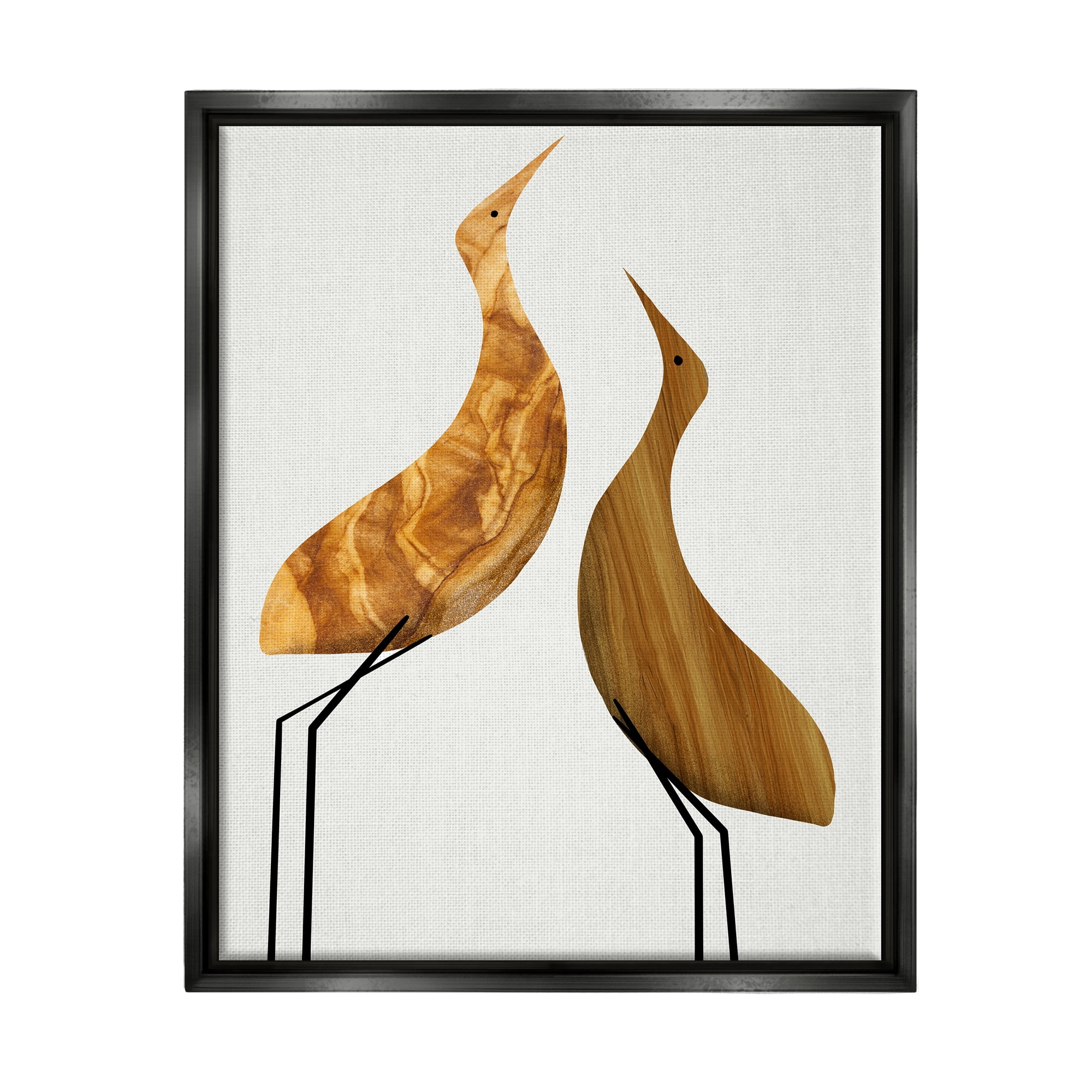 Stupell Industries Modern Rustic Tree Patterned Birds Minimal Abstract Jet Black Framed Floating Canvas Wall Art, 24x30, by Daphne Polselli
