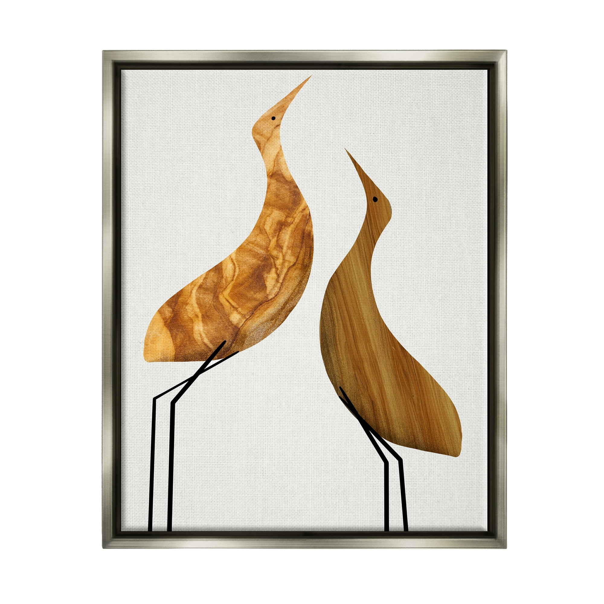 Stupell Industries Modern Rustic Tree Patterned Birds Minimal Abstract Luster Gray Framed Floating Canvas Wall Art, 24x30, by Daphne Polselli