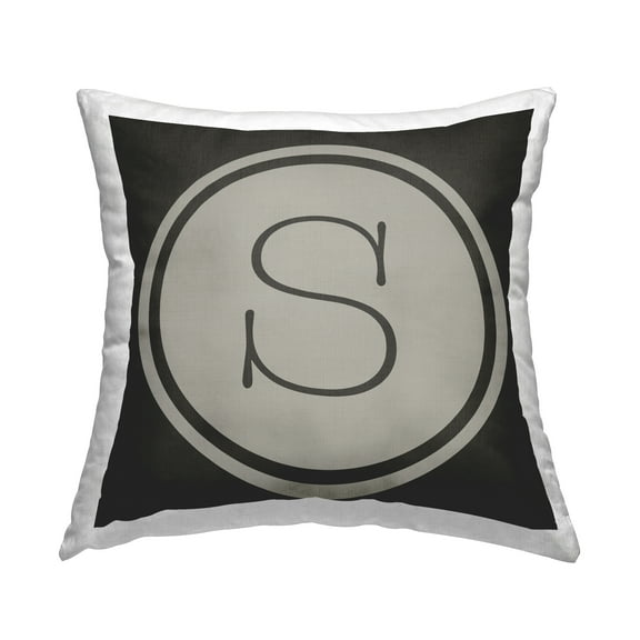 Stupell Industries Modern S Initial Typewriter Key Circle Style Design by Ziwei Li Throw Pillow