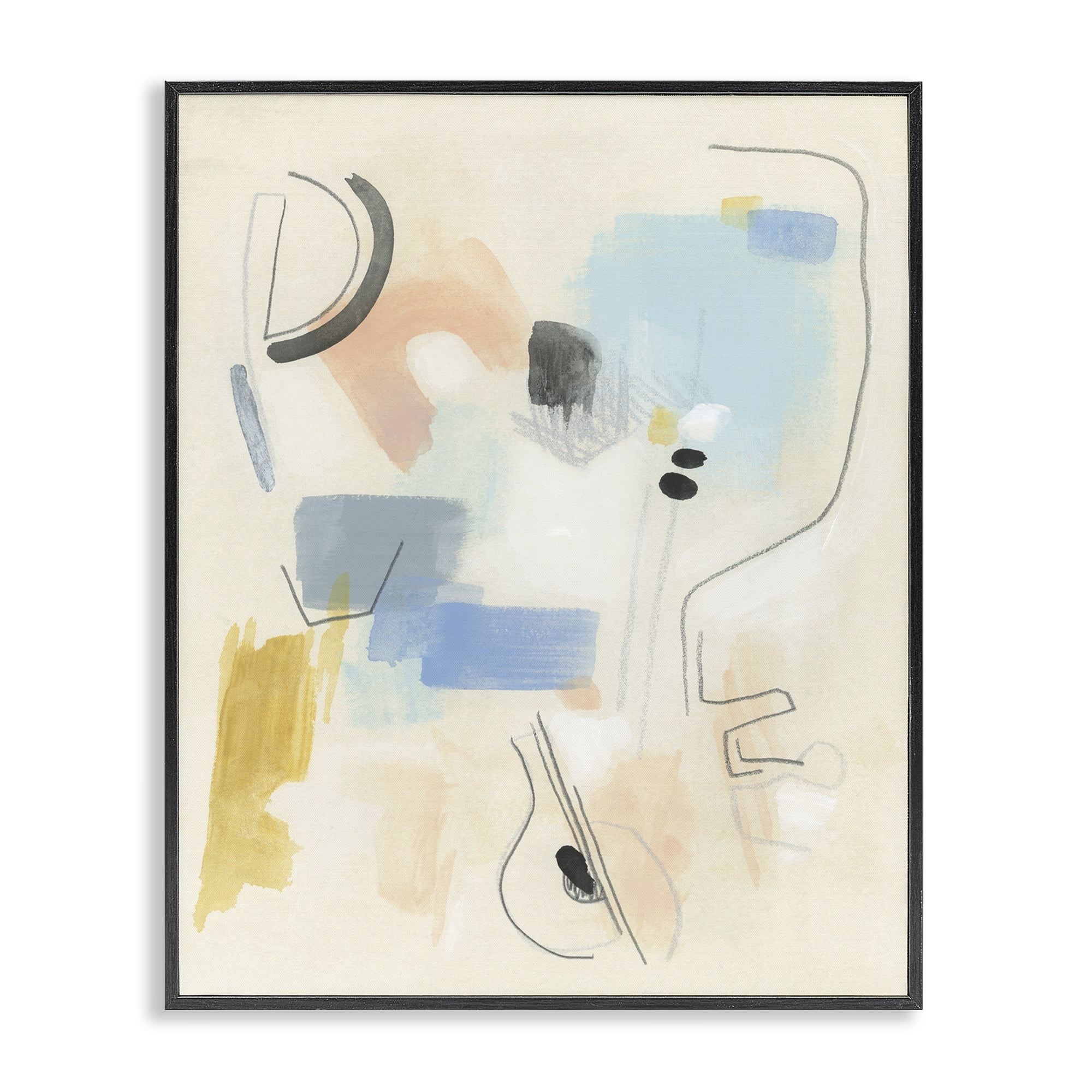 Stupell Industries Modern Scribble Abstraction Abstract Painting Black Framed Art Print Wall Art, 11 x 14