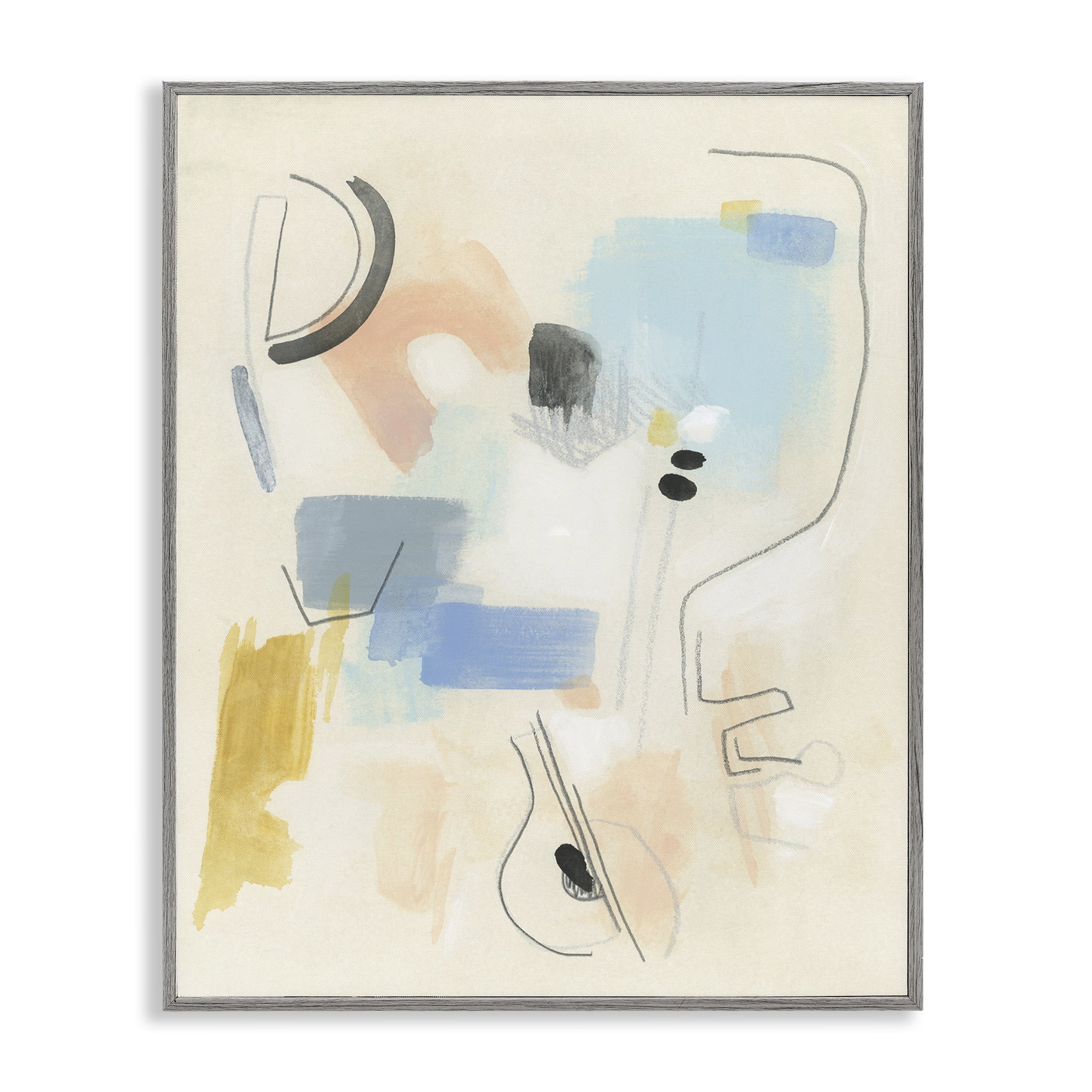 Stupell Industries Modern Scribble Abstraction Abstract Painting Gray Framed Art Print Wall Art, 24 x 30