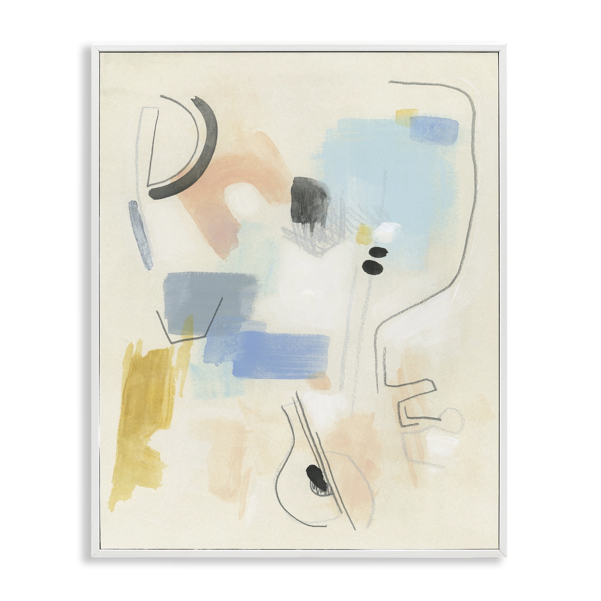 Stupell Industries Modern Scribble Abstraction Abstract Painting White Framed Art Print Wall Art, 11 x 14