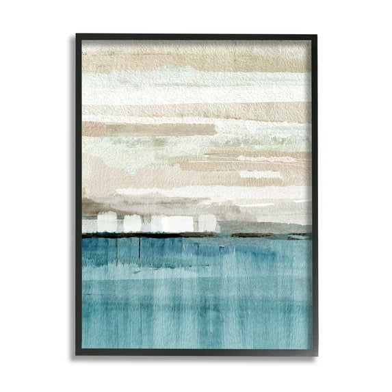 Stupell Industries Modern Sea Landscape Abstract Painting Black Framed Art Print Wall Art, 16 x 20