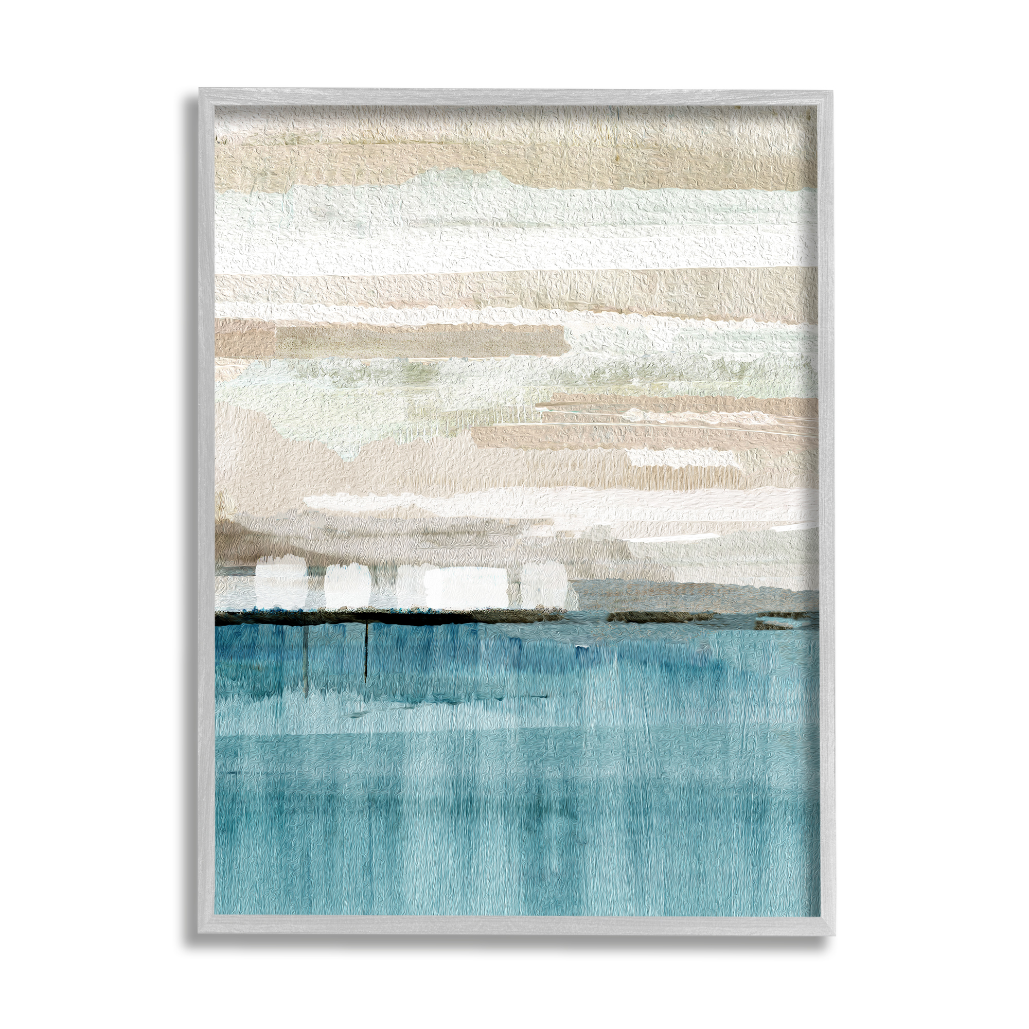 Stupell Industries Modern Sea Landscape Abstract Painting Gray Framed Art Print Wall Art, 11 x 14